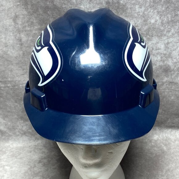 Seattle Seahawks MSA V-Gard Hard Hat Medium Size Adjustable OSHA ANSI Blue - Picture 6 of 9
